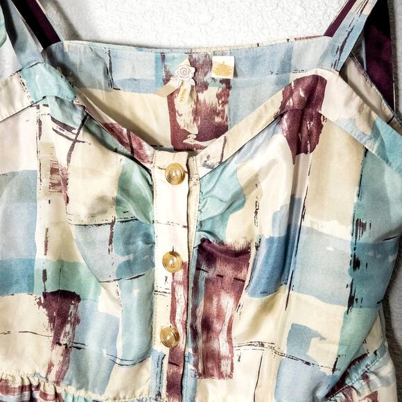 Maeve Women’s Dress 2 Artsy Boho Cottagecore Silk Painterly Resort Anthropologie - Picture 3 of 10